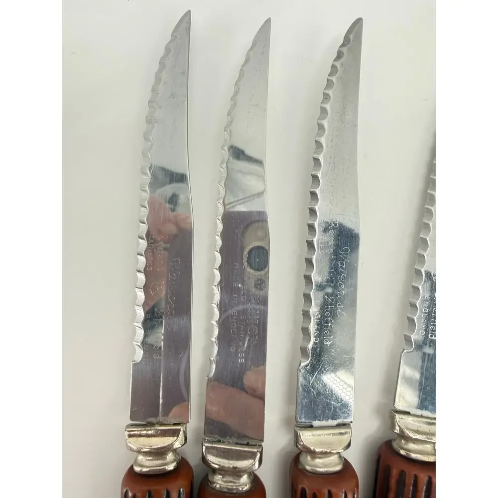 Wavercrest Regent Sheffield England Steak Knives Set 8 Carving Knife Vintage